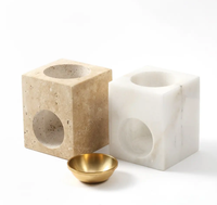 Support de bougie diffuseur d'huiles essentielles carré artisanal en pierre blanche Craft Exim, 1 couleur, imprimé, sur pied, personnalisé pour la maison