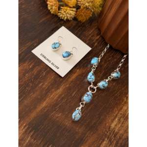 Ensemble de bijoux Shirley Henry, collier Lariat en turquoise Golden Hills et argent sterling - Product Image 4
