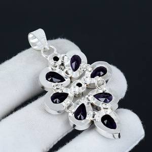 Colgante llamativo de Plata de Ley 925 Unisex, joyería fina con gemas de topacio amatista púrpura, colgantes inspirados en el cristianismo, abalorios - Product Image 3