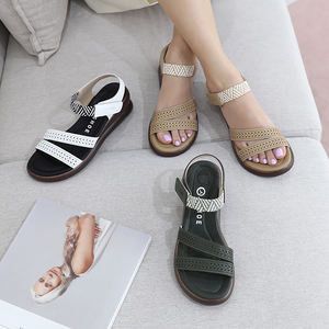 JSHOE, sandalias de cuero de acción para mujer, marca de Corea, armario, plataforma Hito esencial para correa de Velcro, elementos esenciales transpirables de verano - Product Image 4