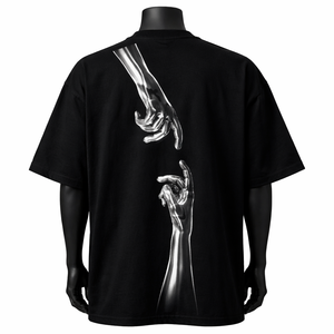 Camiseta Gráfica Extra Grande Personalizada OEM, Algodón de Alta Calidad, Negra, Estilo Urbano Informal, Camiseta Estampada al por Mayor para Hombre - Product Image 2