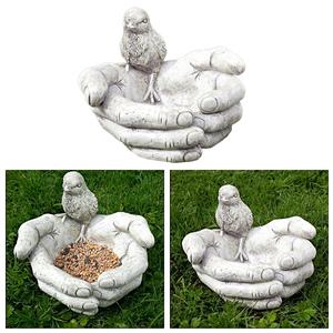 Mangeoire à oiseaux en métal massif, style oiseau assis, pour pelouse, jardin, décoration d'intérieur, bol d'alimentation pour oiseaux, artisanat en métal, sculpture décorative - Product Image 4