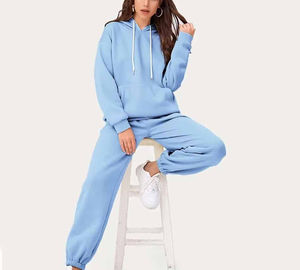 Chándal deportivo de 2 piezas informal con capucha de invierno con logotipo personalizado para mujer - Product Image 2