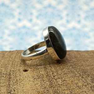 Bague en argent massif 925 personnalisée faite à la main diamant taille ovale pierre naturelle numéro motif déclaration Style Labrodite pierres précieuses mariages - Product Image 3