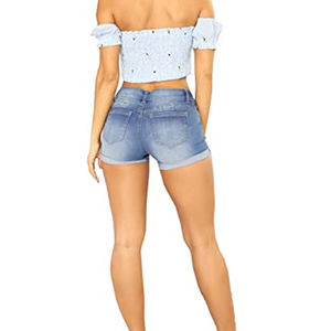 2024 nuevo estilo transpirable impreso hombres Casual mujeres Denim corto 100% poliéster High Street mujeres Denim corto diseño OEM - Product Image 6