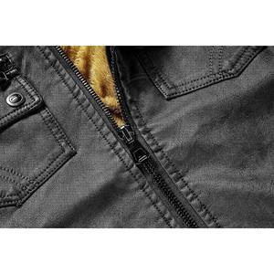 Veste de moto coupe-vent en similicuir pour homme avec col montant et poches multiples - Product Image 5