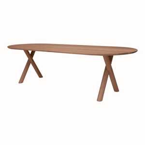 Table de salle à manger ovale moderne en bois massif avec pieds inclinés uniques Meubles de restaurant au design pour hôtels, parcs extérieurs et extérieurs - Product Image 2