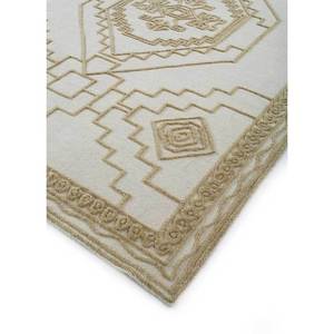 พรมขนสัตว์ทอมือสีเบจและสีน้ำตาลลายเรขาคณิตคลาสสิกแบบนามธรรม หนา 10 มม. รูปทรงสี่เหลี่ยมผืนผ้า สำหรับห้องนั่งเล่น รุ่น Phwl-221 - Product Image 2