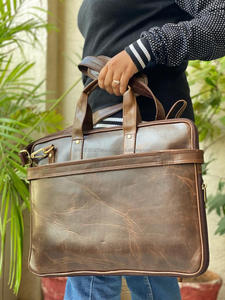 Nouveau véritable pleine fleur Crunch cuir Messenger sacs à bandoulière multi-usages vente chaude de haute qualité en cuir véritable unisexe sacs pour ordinateur portable - Product Image 4