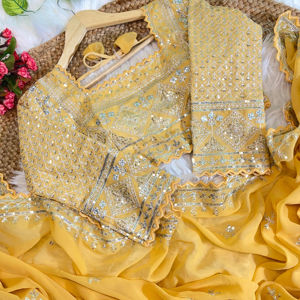 Direct Fabricant Nouvelle Arrivée Indien Georgette Sarees Lin Matériel Dernière Fête Porter Conception Femmes Filles Adultes Mariages - Product Image 1
