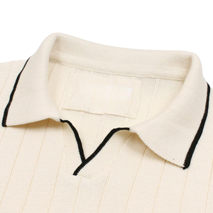 <b>Mens</b> <b>White</b> Cable Knit Polo <b>Shirt</b> Premium Cotton Knitwear Short Sleeve Textured Classic Fit Casual Smartwear Apparel - Product Image 6