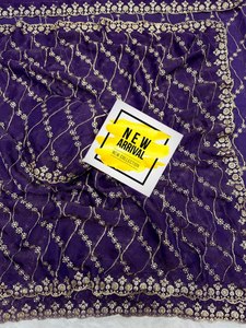 ผ้าซารีแฟชั่นสไตล์ใหม่ ผ้าจอร์เจียต์เทียม แต่งเลื่อม งานปัก พร้อมสวมใส่ พร้อมเสื้อซารีเย็บสำเร็จสำหรับผู้หญิง - Product Image 2