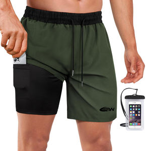 Pantalones cortos deportivos 2 en 1 para hombre de moda, pantalones cortos de entrenamiento de gimnasio con tela transpirable de secado rápido y bolsillo con cremallera segura - Product Image 1