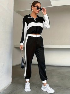 Cozy Tracksuit 2Pieces Set <b>Women</b> - Color Block Athletic Tracksuit With Zip-Up <b>Jacket</b> & Jogger Pants for Fashion & Comfort - Product Image 3