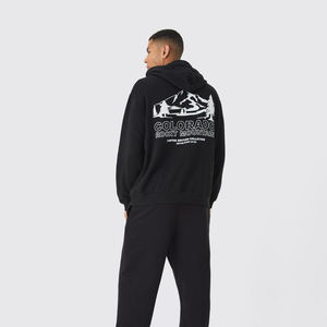 Custom Own Logo Mens High Quality <b>Hoodies</b> 100% Cotton Blended Printed Back Pullover Plain Hoodie for Men - Product Image 3