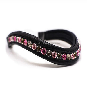 Banda decorativa de cuero para cejas de caballo, banda de cuero indio con cristal ostentoso, suave, con canal vacío, venta al por mayor - Product Image 5