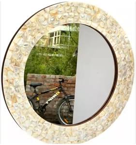 Cadre de miroir mural moderne rond en os avec incrustation de vadrouille Prix de gros Miroir décoratif en os en résine de bois pour Pâques - Product Image 6