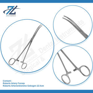 Pinzas para arteria Roberts, junta de tornillo de 22,0 cm, abrazadera hemostática médica dentada plana curvada, fabricante de pinzas Roberts de Pakistán - Product Image 4
