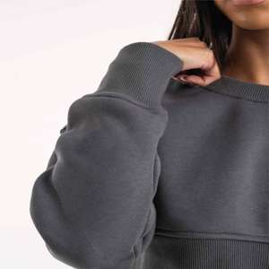 Vente en gros Sweat court pour femmes Pull décontracté à manches longues Logo personnalisé Streetwear et Gym Haut tendance pour femmes - Product Image 3