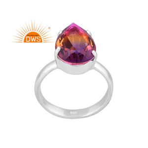 Última Tendencia Fine Sterling Bio Ametrine Doublet Cuarzo Piedra preciosa Anillo apilable Fabricante de joyería personalizada - Product Image 1