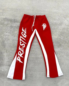 Pantalones de chándal acampanados Unisex de gran venta 2025 algodón con estampado de pantalla personalizado pantalones de chándal apilados de cintura alta para hombres 100% - Product Image 1