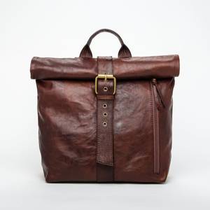 Vintage Crazy Horse cuero Roll Top mochila hecha a mano Laptop Bag hombres mochila de viaje 2017 - Product Image 6