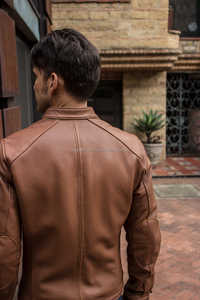 Blouson de moto en cuir original élégant |   Cuir perforé naturel véritable |   Coupe-vent imperméable grande taille hiver - Product Image 5