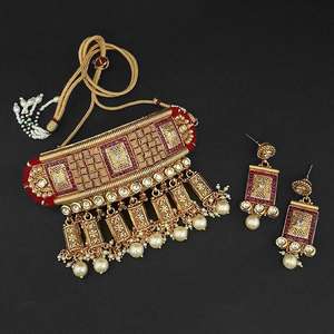 Conjunto de collar de cobre de creación real-Gargantilla de piedra AD Joyería fina FBB0203 - Product Image 1