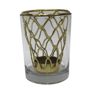 Ensemble de 3 porte-bougie décoratif en verre et fer pour la maison en laiton et votif pour décoration de mariage - Product Image 4