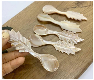 Hermosa cuchara de concha marina hecha de concha natural para usar en restaurantes de mariscos y casas de lujo - Product Image 1