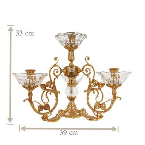 Candelabro de latón dorado y cristal de estilo antiguo de lujo centro de mesa decorativo elegante candelabro de varios brazos para el hogar clásico - Product Image 5