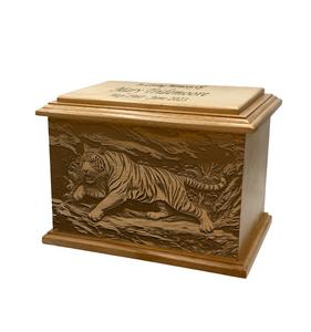 Urne funéraire en bois pour crémation de tigre, urne funéraire en bois pour grand animal, urne funéraire en bois pour faune sauvage avec gravure, urnes en bois pour cendres humaines - Product Image 1