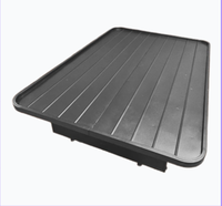 Bandeja Rectangular Negra de Acero Suave con Superficie Acanalada y Bordes Elevados para Uso Industrial, Motor de 220V, Bomba, Caja de Engranajes