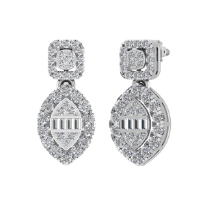 Pendientes de tuerca de diamante en forma de marquesa de moda para mujer, joyería de fiesta de diamantes de moissanita fina de platino 950, OEM ODM - Product Image 2