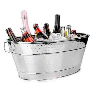Seaux à glace ovales martelés en acier inoxydable de haute qualité refroidisseur de boisson à double paroi pour événements fêtes décor de mariage - Product Image 4