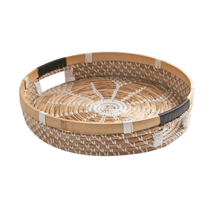 สินค้าขายดีชุดหญ้าทะเล2ใบพร้อมถาดเสิร์ฟไม้ไผ่ขายส่งทำจากเวียดนาม - Product Image 6