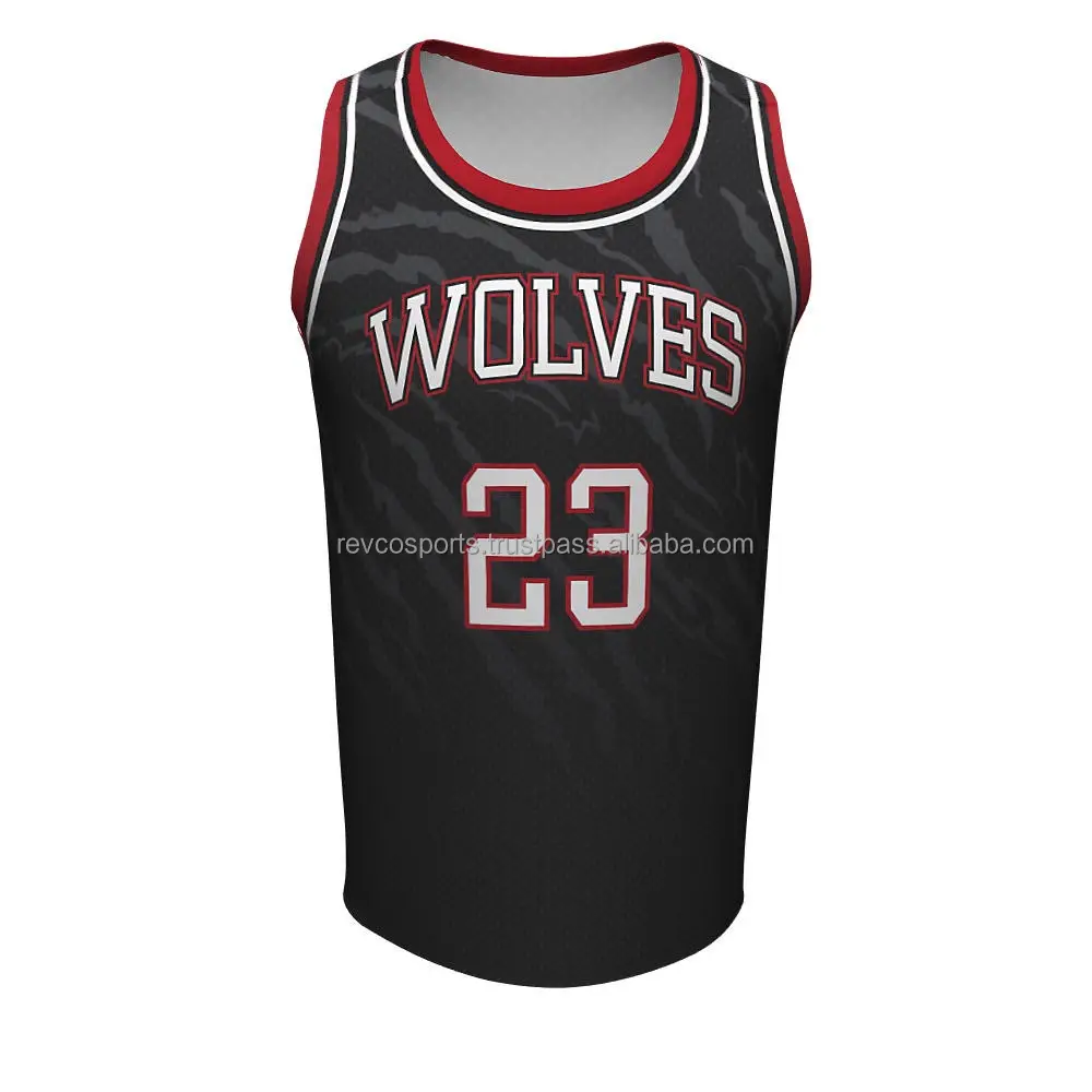 Camisetas de baloncesto reversibles personalizadas Cuello redondo Negro Moda Baloncesto Jerseys Jugador Nombre Baloncesto camiseta de calidad premium