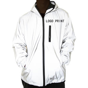 Chaqueta Cortavientos con Capucha Reflectante para Hombre, Estilo Deportivo, con Cuello Alto, Impermeable y Transpirable para Todas las Estaciones - Product Image 1