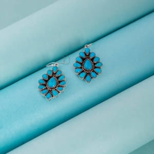 Belle au bois dormant Turquoise pierre gemme boucle d'oreille argent plaqué poire coupe pierre crochet boucle d'oreille bijoux faits à la main boucles d'oreilles design uniques - Product Image 6