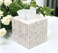 Caja de pañuelos de lujo de nácar natural con diseño de incrustaciones de hueso, tamaño personalizable 4x6 pulgadas, decoración de mesa, India