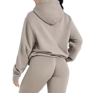 Sudadera de calle personalizada para mujer, sudadera con cordón de moda para exteriores, Sudadera con capucha morada lavanda de algodón orgánico 100% - Product Image 4