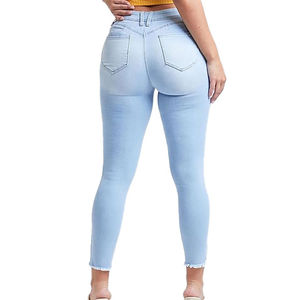 Pantalones vaqueros personalizados de cintura alta para mujer, pantalones pitillo de mezclilla ajustados transpirables a la moda con decoración pintada para verano para mujer OEM - Product Image 6