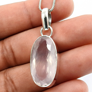 Quartz Rose Naturel Pierre Précieuse Argent Sterling 925 Forme Ovale Classique Boho Pendentif Bijoux Faits à la Main Prix de Gros Fournisseurs en Vrac - Product Image 4