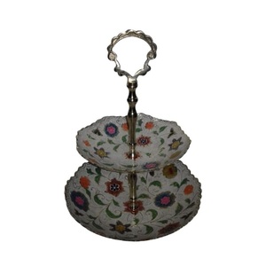 Frutero de latón de dos niveles redondo hecho a mano de alta calidad con hermoso pulido de grabado terminado para uso en la cocina - Product Image 2