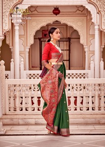ผ้าไหม Banarasi ที่อุดมไปด้วยผ้าแจ็คการ์ดใช้ได้ทั่วส่าหรี - Product Image 5