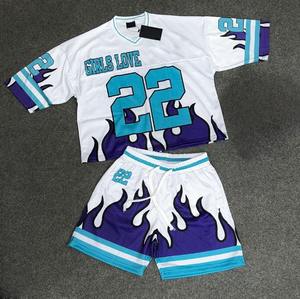 Conjunto de camiseta de dos piezas de verano para hombre personalizado, camiseta de secado rápido, pantalones cortos de fútbol, estampado por sublimación, Conjunto de camiseta de malla para hombre - Product Image 1