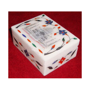 Tặng quà cho phụ nữ với tự nhiên Taj Mahal thiết kế <span class=keywords><strong>Inlay</strong></span> hộp thủ công bằng đá cẩm thạch trắng hộp đồ trang sức với <span class=keywords><strong>inlay</strong></span> làm việc và hoàn hảo - Product Image 2