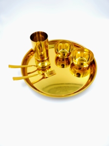 Royal Finish Stainless Steel Thali <b>Set</b> PVD Coated in Opulent Gold for Premium Dining - Product Image 3
