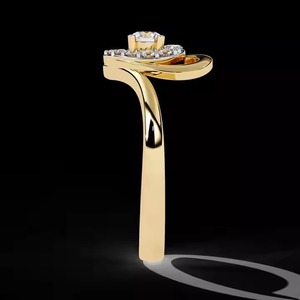 แหวนหมั้นฮาโลหัวใจสีทอง10K ประดับเพชรโมอิสซาไนต์แท้เป็นของขวัญที่สมบูรณ์แบบสำหรับเธอสัญญาแหวนหมั้น - Product Image 2