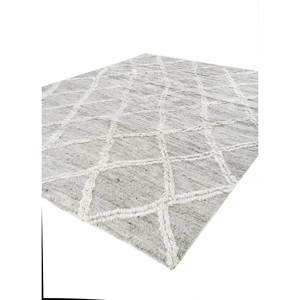 พรมขนสัตว์ถักมือ Zuri สีเทาและสีดำ ขนาด 9x12 ฟุต รูปทรงสี่เหลี่ยมผืนผ้า สไตล์โบโฮแบบนามธรรม สำหรับตกแต่งบ้าน พรมทอแบนจากเส้นใยปอกระเจา - หมายเลขรุ่น Skwl-572 - Product Image 2